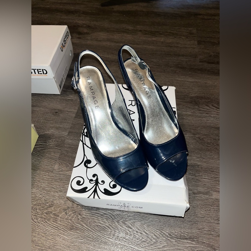 Rampage peep toe navy heels